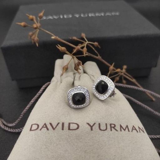 David Yurman 알비온 스 터 드 귀걸이 스털링 실버 블랙 오 닉스 및 다이아몬드 7mm