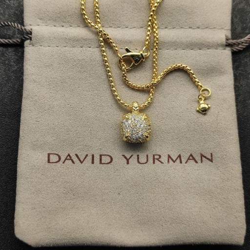 David Yurman 여자의 Chatelaine 펜던트 목걸이와 18K 옐로우 골드 다이아몬드 파베 세팅 14mm
