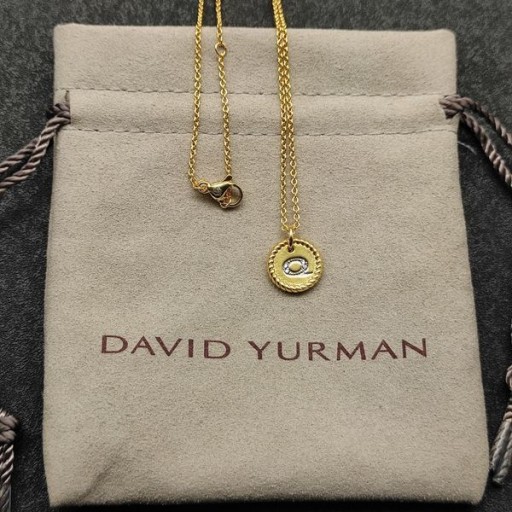 David Yurman 여자의 초기 매력 목걸이와 18K 옐로우 골드 다이아몬드 Q