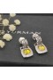 David Yurman7mm 스퀘어 다이아몬드 버튼 와이어 귀걸이는 노란드