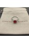David Yurman Petite Chatelaine 파베 세팅 베젤 링 스털링 실버,로돌 라이트 가닛 및 다이아몬드 7mm