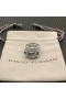 David Yurman Stax 다섯 행 링 스털링 실버 햄프턴 파란 황옥 및 다이아몬드 15mm