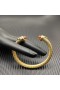 David Yurman 여자의 고전적인 케이블 팔목 팔찌 사이즈의 18 캐럿 옐로우 골드와 샴페인 다이아몬드 7mm