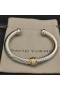 David Yurman 여자의 고전적인 케이블 역 팔목 팔찌 스털링 실버 사이즈의 18 캐럿 옐로우 골드 및 다이아몬드 파베 세팅 7mm