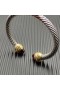 David Yurman 여자의 고전 Cablespira 팔목 팔찌 스털링 실버 사이즈의 18 캐럿 옐로우 골드 및 레드 다이아몬드 7mm