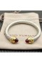 David Yurman 여자의 고전 Cablespira 팔목 팔찌 스털링 실버 사이즈의 18 캐럿 옐로우 골드 및 레드 다이아몬드 7mm