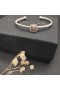 David Yurman 여자의 고전 Cablespira Station 팔목 팔찌 스털링 실버와 샴페인 다이아몬드 4mm