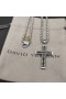 David Yurman 남자의 Chevron 십자가 펜던트 다이아몬드 스털링 실버 33mm