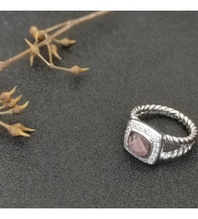 David Yurman 몸집이 작은 알비온 스털링 실버 반지와 함께 자수정 다이아몬드 7mm