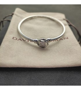 David Yurman 여자의 몸집이 작은 Chatelaine 팔찌 팔찌 스털링 실버 다이아몬드 파베 세팅 3mm