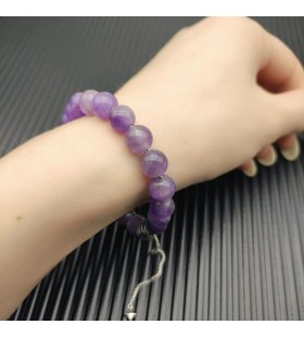 David Yurman 남자의 영적인 구슬 팔찌 스털링 실버 Pueple 석영 8mm
