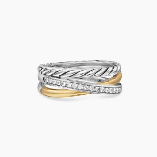 Трехрядное Prsten David Yurman Crossover od Srebra sa Žutim 18 Karatnog Zlata i dijamanata 7 mm
