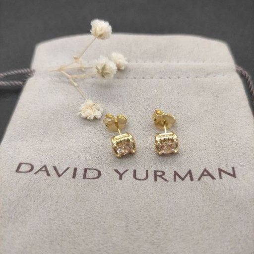 Naušnice-roze David Yurman Petite Chatelaine Pavé u Ободке od 18 Karatnog Žutog zlata s цитрином boje Šampanjca i dijamantima 5 mm