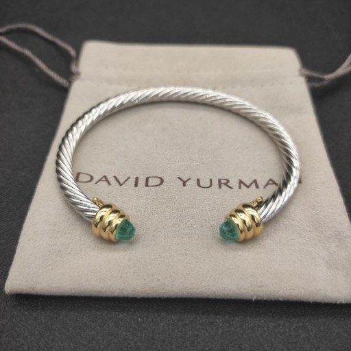 Ženski Klasični narukvica-prirubnica David Yurman od Srebra sa Žutim Zlatom 18 Karat i Plavi topaz 5 mm