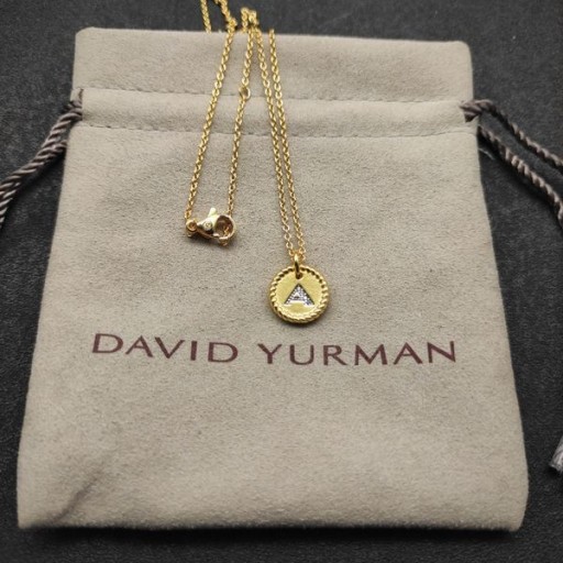 Donje Ogrlicu David Yurman Initial Charm od 18 Karatnog Žutog zlata s dijamantom A