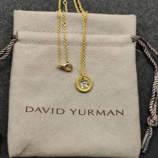 Donje Ogrlicu David Yurman Initial Charm od 18 Karatnog Žutog zlata s dijamantom R