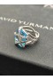 Prsten David Yurman Cable Prelomi od srebra s Plavim ониксом i dijamantima 20,4 mm