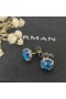 Naušnice-roze David Yurman Petite Chatelaine od Srebra s Plavim Kristalno 8 mm