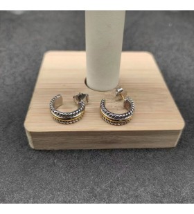 David Юрман Skuplja Kabelski Naušnice, prstenje Huggie od Srebra sa Žutim Zlatom 14 Karatnog 15,6 mm