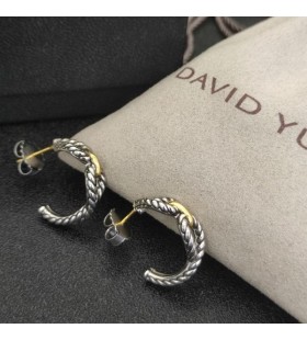 Naušnice, Prstenje David Yurman Cable Loop od Srebra sa Žutim Zlatom 18 Karatnog 15 mm