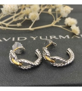 Naušnice, Prstenje David Yurman Cable Loop od Srebra sa Žutim Zlatom 18 Karatnog 15 mm