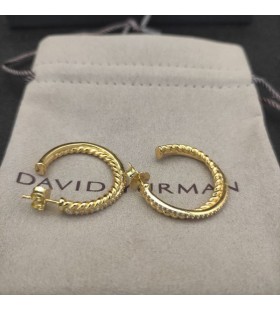 Naušnice, prstenje David Yurman Crossover od 18 Karatnog Žutog Zlata s dijamantima Unutarnji promjer 20 mm