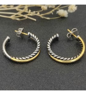 Naušnice, prstenje David Yurman Crossover od Srebra sa Žutim Zlatom 14 Karatnog 22,3 mm