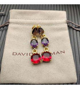 Naušnice-privjesci David Yurman Marbella od 18 Karatnog žutog zlata s ametist i flore-родолитом 51 mm