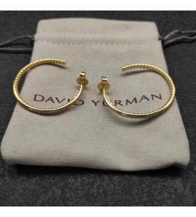 Naušnice, prstenje David Yurman Pavé od 18 Karatnog Žutog zlata s dijamantima, 19 mm