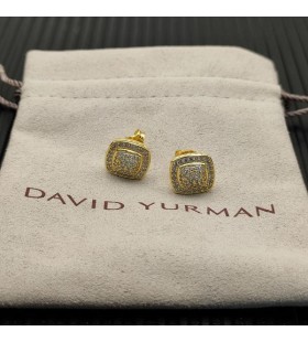 Naušnice-roze David Yurman Petite Albion od 18 Karatnog Žutog zlata, s Pave dijamantima 5 mm