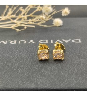 Naušnice-roze David Yurman Petite Chatelaine Pavé u Ободке od 18 Karatnog Žutog zlata s цитрином boje Šampanjca i dijamantima 5 mm
