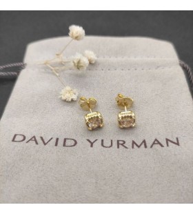Naušnice-roze David Yurman Petite Chatelaine Pavé u Ободке od 18 Karatnog Žutog zlata s цитрином boje Šampanjca i dijamantima 5 mm