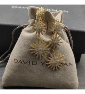 Trostruki naušnice-kapi David Yurman Starburst od 18 Karatnog Žutog zlata s dijamantima 51 mm