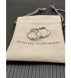 Naušnice, prstenje David Yurman Stax od Bijelo zlato 18 Karata sa dijamantima 23,8 mm