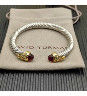 Ženski Klasični narukvica-prirubnica David Yurman od Srebra sa Žutim Zlatom 18 Karat i Crvenim Dijamantima 7 mm