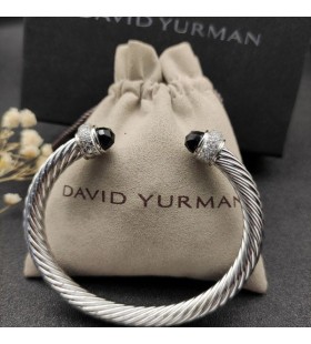 Ženski Klasični narukvica-prirubnica David Yurman od srebra sa Crnim ониксом i Pave dijamantima 7 mm