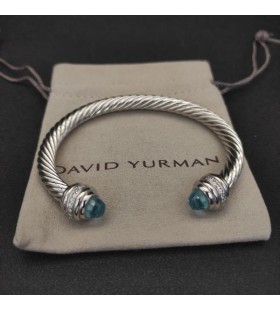 Ženski Klasični narukvica-prirubnica David Yurman od srebra sa Plavi Topaz i dijamant 7 mm