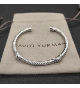 David Yurman Ženska Narukvica-Prirubnica Petite Helena Classic Cable Station od Srebra s Dijamantima 4 mm