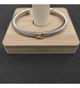 David Yurman Ženska Narukvica-Prirubnica X Classic Cable Station od Srebra s 14-karatno Žuto Zlato 5 mm