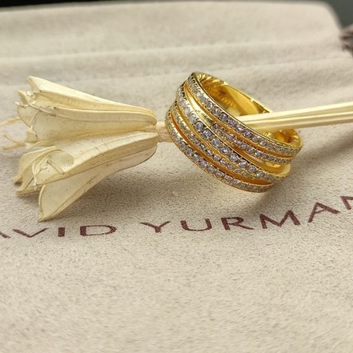 David Yurman Pavé Crossover Ring 18K Gult Guld med Diamanter 11mm