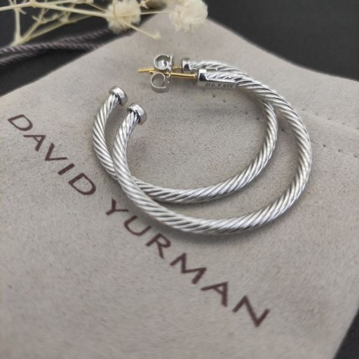 David Yurman Skulpterade Kabel-Hoop Örhängen Sterling Silver 40mm