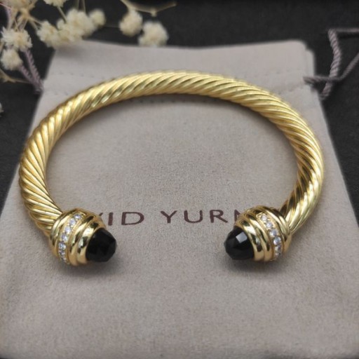 David Yurman Kvinnors Klassisk Cablespira Manschett Armband 18K Gult Guld med Briljanter 7mm