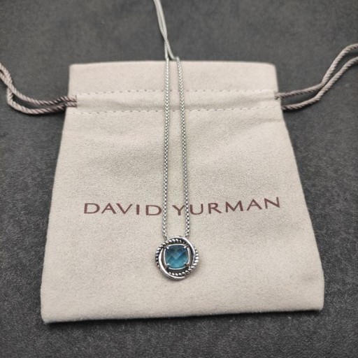 David Yurman Kvinnors Infinity Hänge Halsband Sterling silver med Blå Topas 7mm
