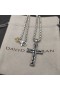 David Yurman Chevron Kors Hänge i Sterling Silver med Svarta Diamanter Online 33mm