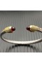 David Yurman Kvinnors Klassisk Kabel-Cuff Bracelet Sterling Silver med 18K Gult Guld Och Röda Diamanter 5mm