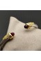 David Yurman Kvinnors Klassisk Kabel-Cuff Bracelet Sterling Silver med 18K Gult Guld Och Röda Diamanter 5mm