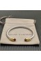 David Yurman Kvinnors Klassisk Kabel-Cuff Bracelet Sterling Silver med 18K Gult Guld Och Röda Diamanter 5mm