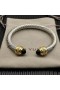 David Yurman Kvinnors Klassisk Cablespira Manschett Armband Sterling Silver med 18K Gult Guld Och Svarta Diamanter 7mm