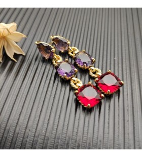 David Yurman Marbella Droppe Örhängen i 18K Gult Guld med Briljanter och Rhodolite Garnet 51mm