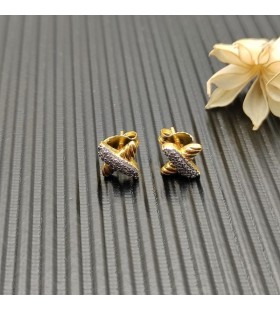 David Yurman Petite X Stud Örhängen 18K Gult Guld med Diamanter 8.4 mm